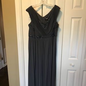 David’s Bridal Grey/Silver Beaded Formal Gown NWOT
